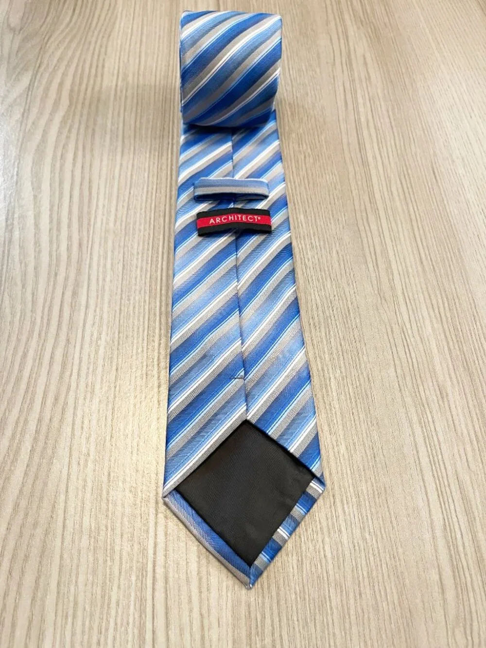 Architect Men's Blue Gray Striped Necktie Classic Business Dress Tie Office